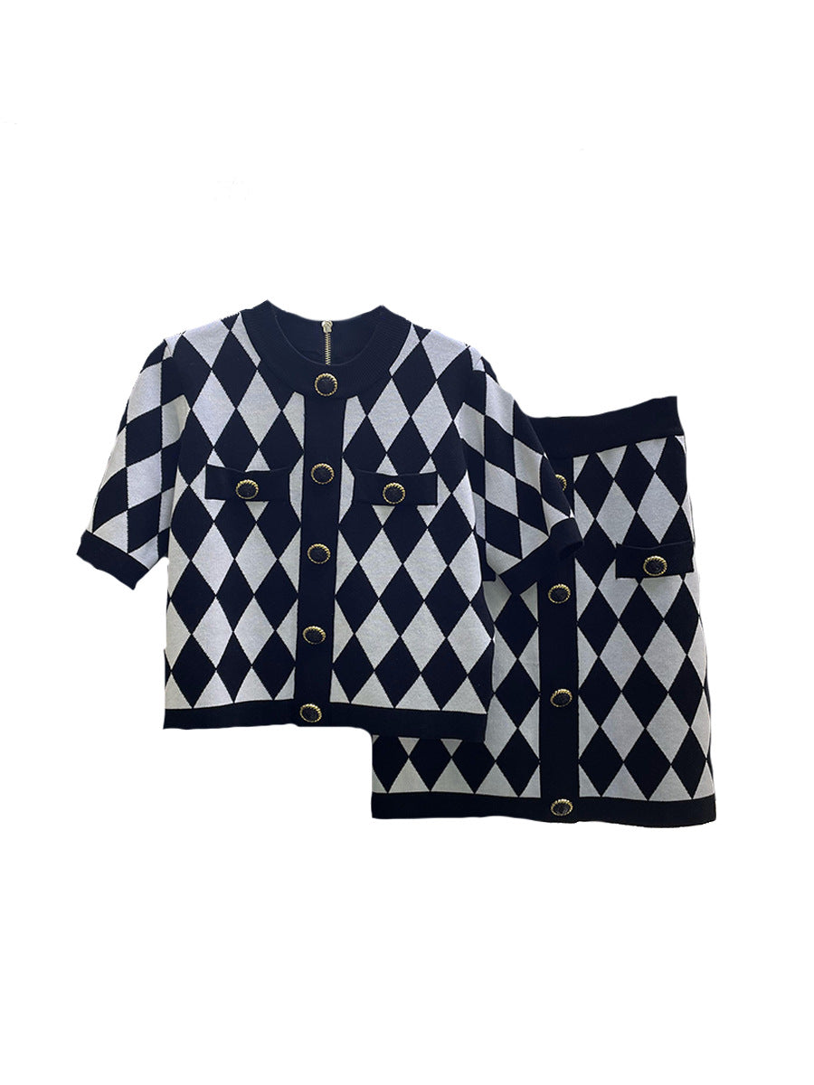 Lyocell Diamond Pattern Women Two Piece Set
