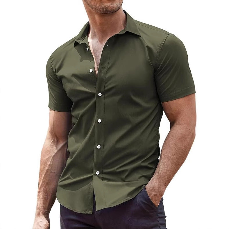 Mens Classic Business Casual Short Sleeve Shirt
