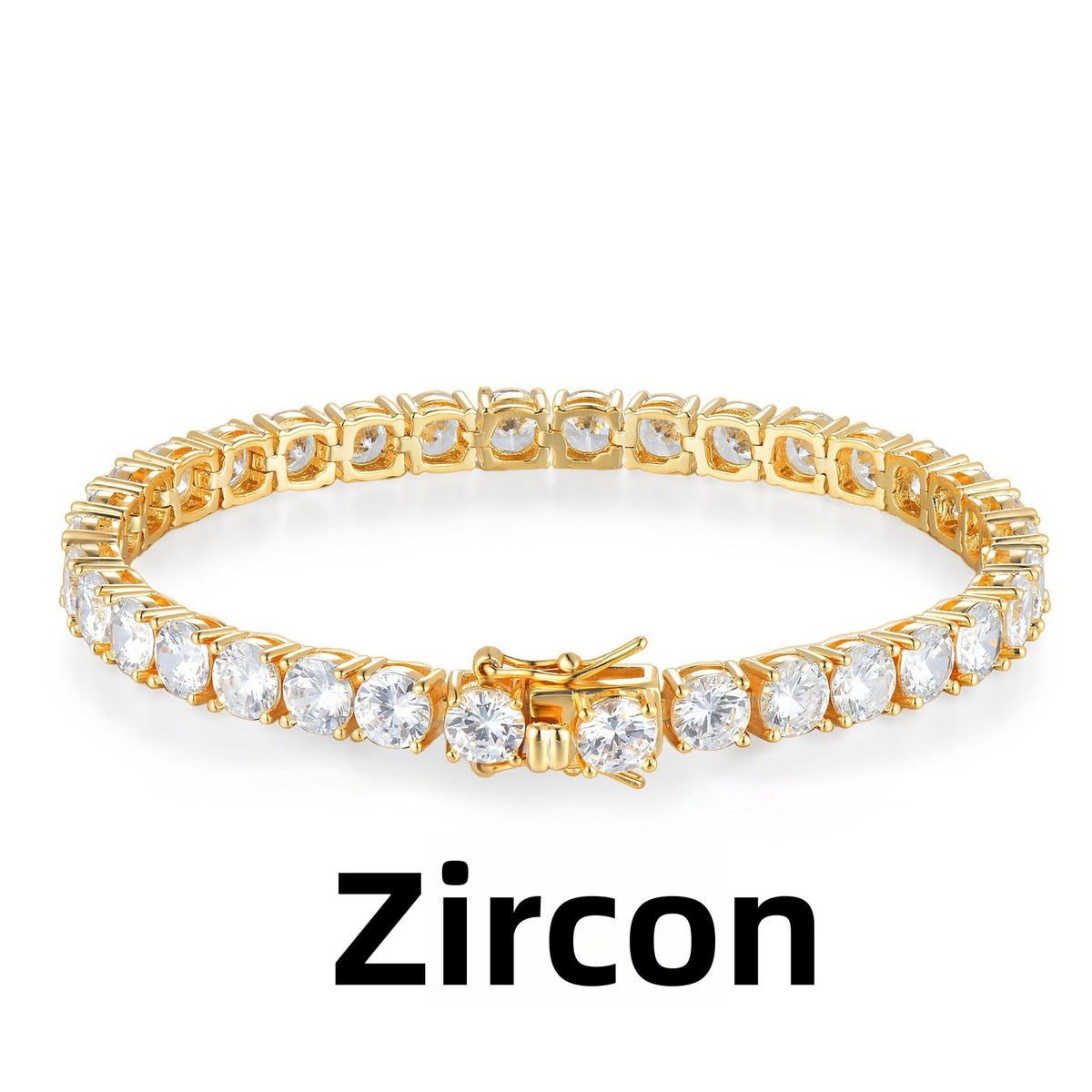 Classic 18K Gold Electroplated Tennis Bracelet with Zircon/Moissanite Stones
