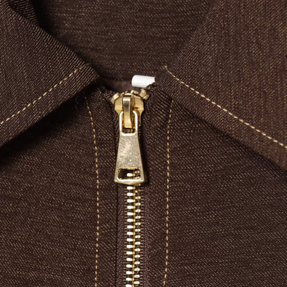 Collar zipper long sleeved flip pocket short jacket