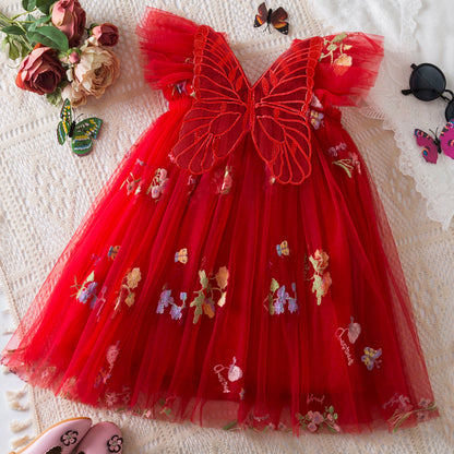 Girls Butterfly Wing Mesh Dress