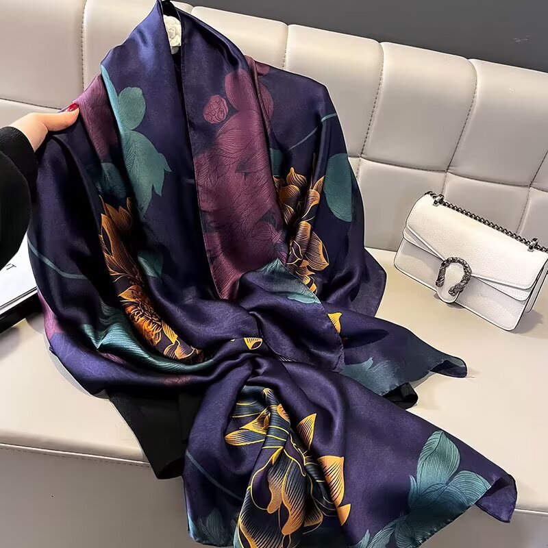 Women's Lijin Satin Scarf Floral Print Shawl