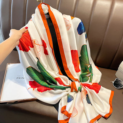 Women's Lijin Satin Scarf Floral Print Shawl