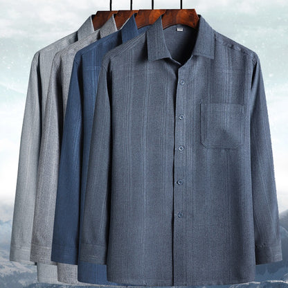 Mens Linen Cotton Blend Shirt Loose Fit Long Short Sleeve