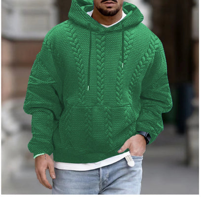 Heren casual getexureed kabelgebreide hoodie