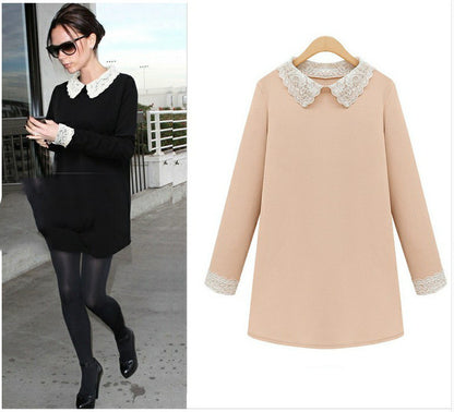 Victoria Beckham plus size jurk met kanten kraag