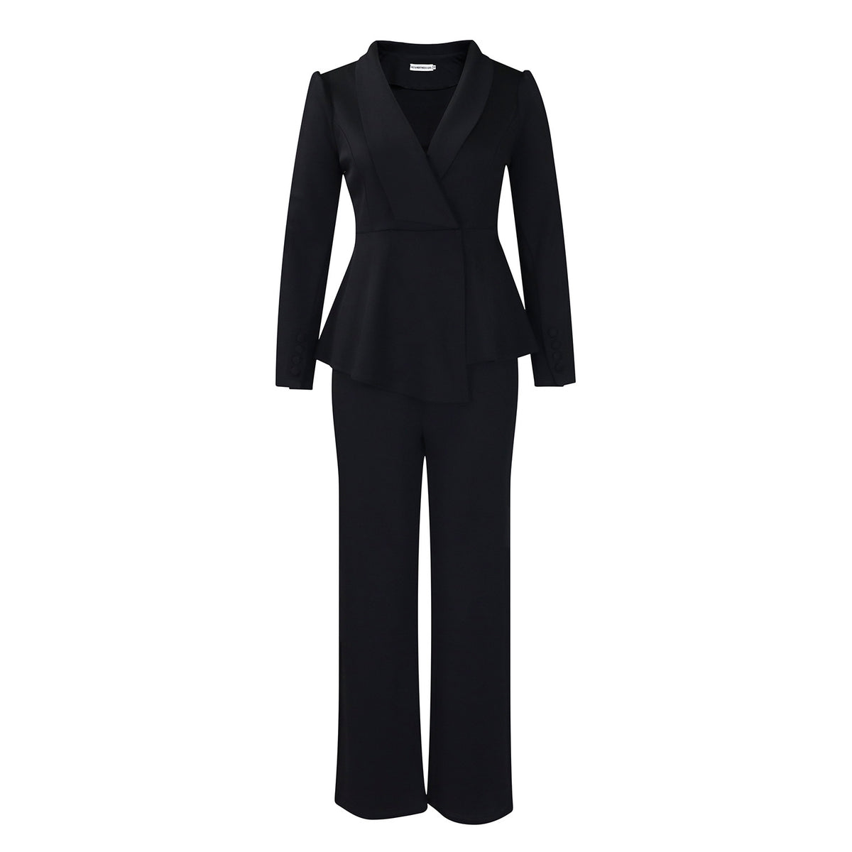 Elegant Women's Office Suit Set with Wide Leg Pants