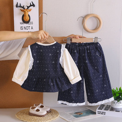 Spring and Autumn Baby Girl's 3-piece Vest Set