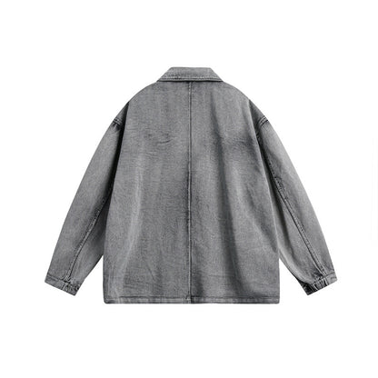 Trendy ins suit collar denim jacket men's loose trendy brand couple jacket