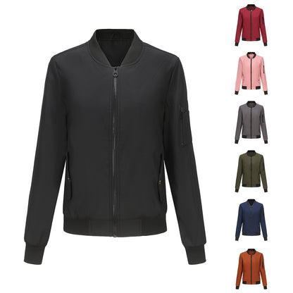 Stand up collar long sleeved loose jacket
