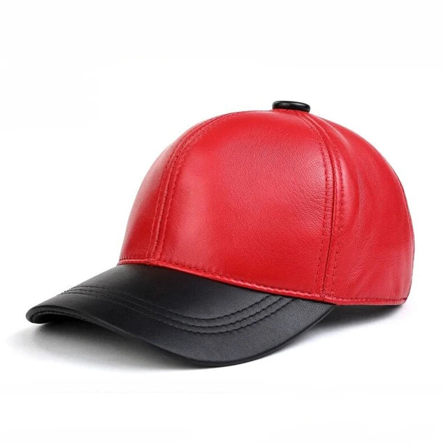 Spring/Winter Candy Color Real Leather Baseball Caps Sheepskin Men/Women Youth Duck Tongue Wamr Hats Pink/Red Hip Pop Bonnet Fem