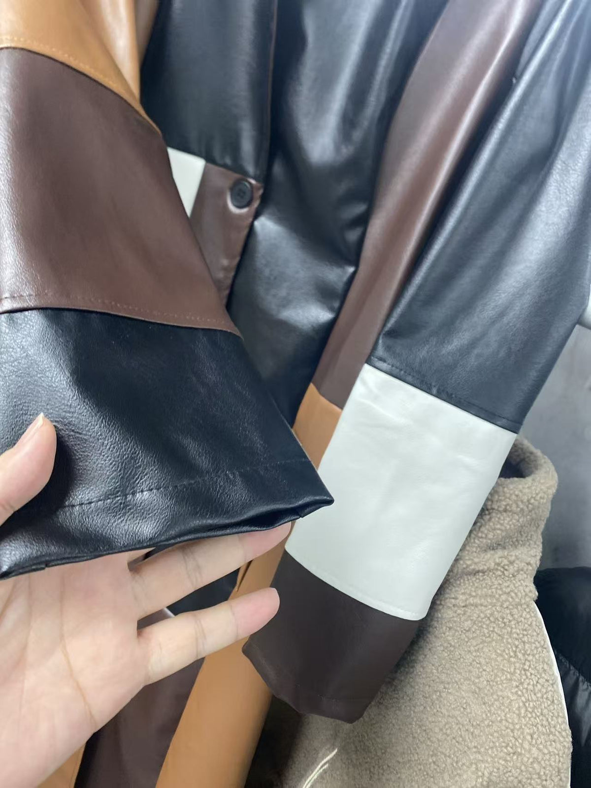Patchwork corduroy coat