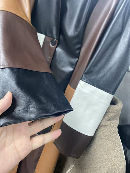 Patchwork corduroy coat