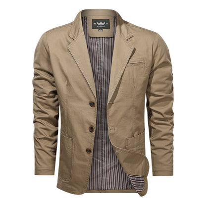 Men's Retro Solid Color Loose Fit Casual Business Jacket