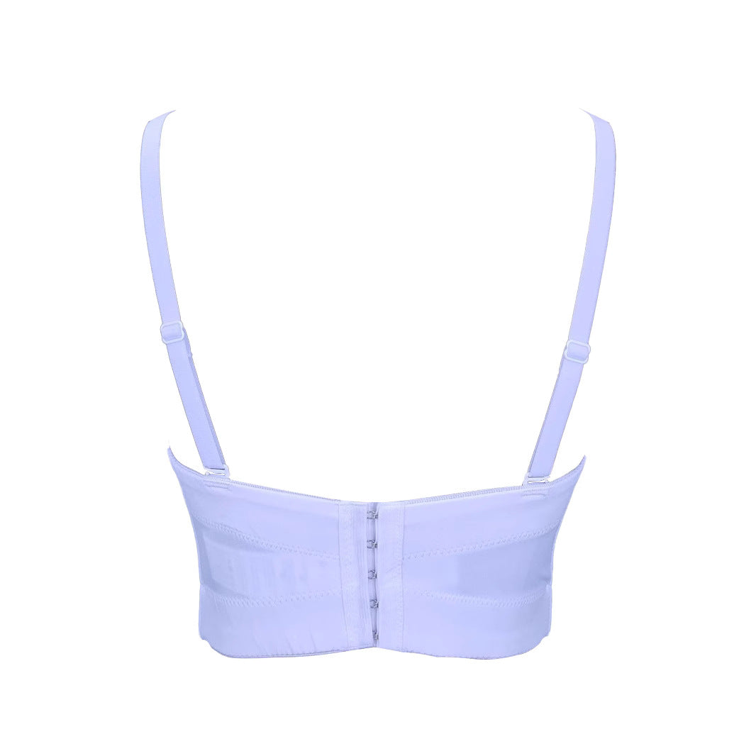 Fishbone Bustier  for Women Handmade Rhinestone Wrap Bra Fitted Elegant Mini Strap Camisole