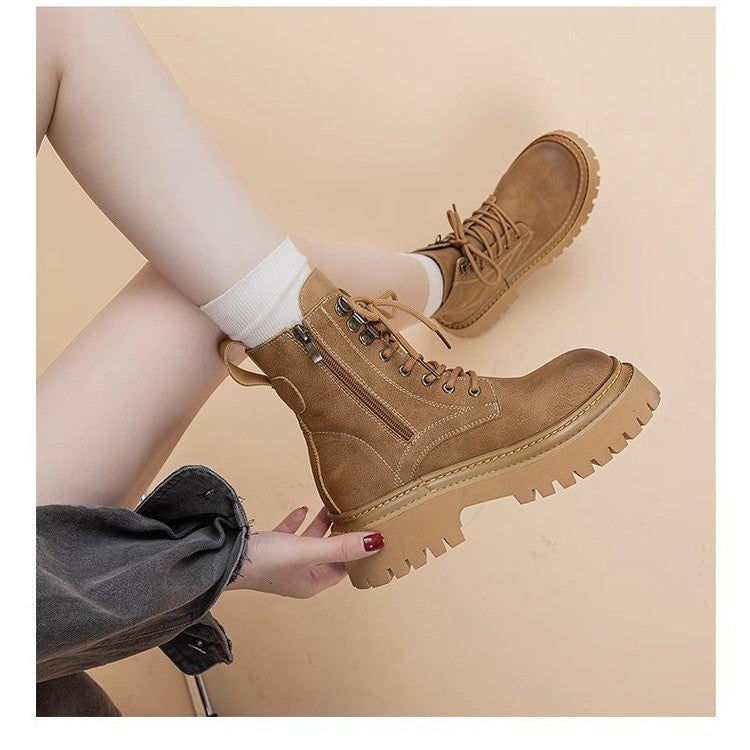 Retro British Style Thick-Sole Mid-Calf Women's Martin Boots