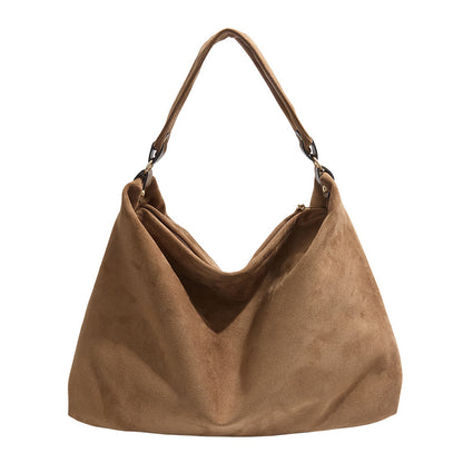 Retro Suede Shoulder Tote Bag