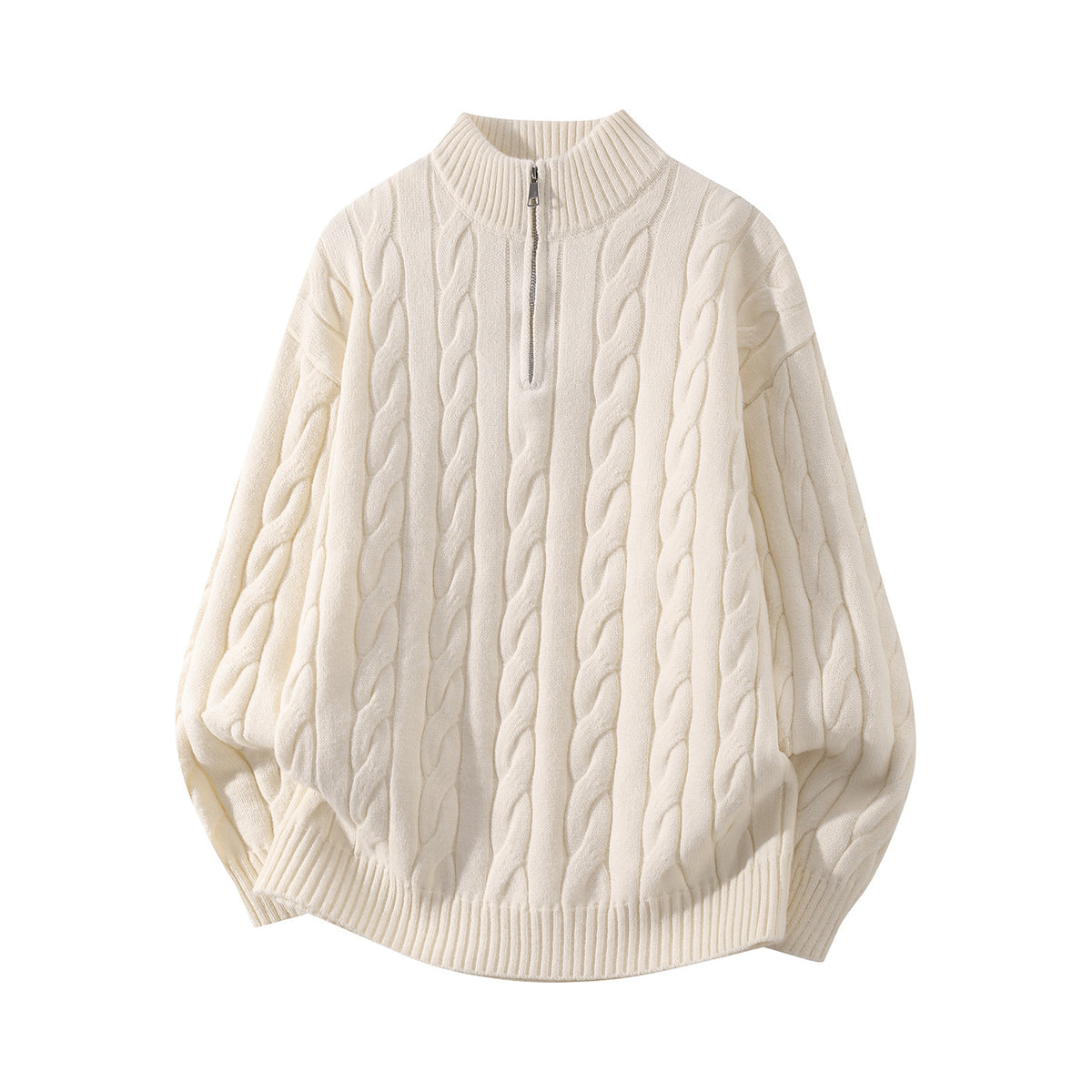 Mens Half Zip Cable Knit Sweater