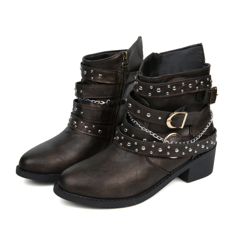Punk Style Mid-Calf Boots