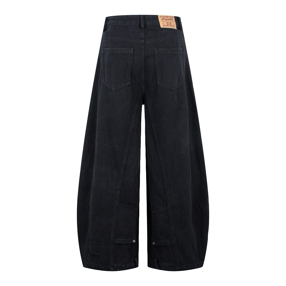 Vintage unisex jeans met omgeslagen pijpen losse pasvorm en scherpe rand