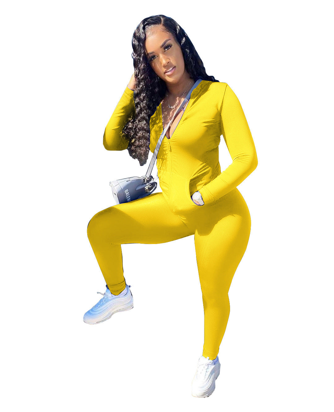 Casual tweedelig pak met rits en zakken