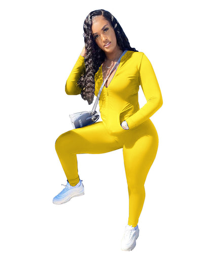 Casual tweedelig pak met rits en zakken