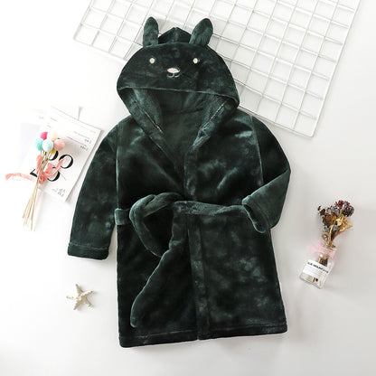 Flanellen dikke koraalfleece kinderbadjas unisex