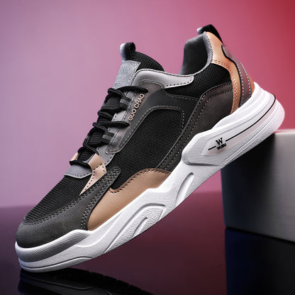 Trendy heren sneakers met ronde neus van ademende mesh
