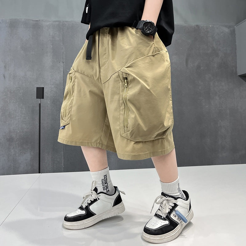 Casual Cargo Shorts for Boys Lightweight Mid-Length Pants Kids' Clothing