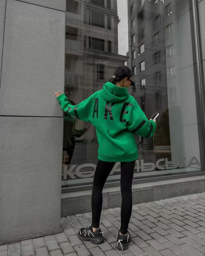 Gothic Letter Print Hooded Sweatshirt