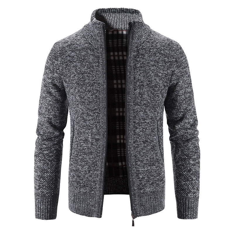 Mens Knitted Stand Collar Cardigan