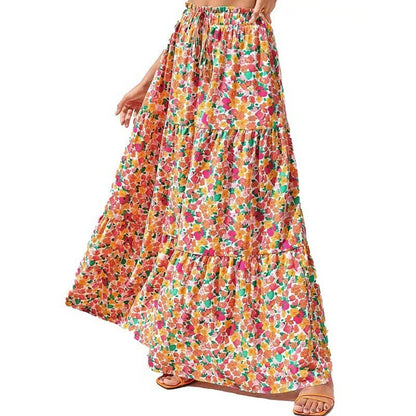 Maxi-rok met elastische taille en bloemenprint