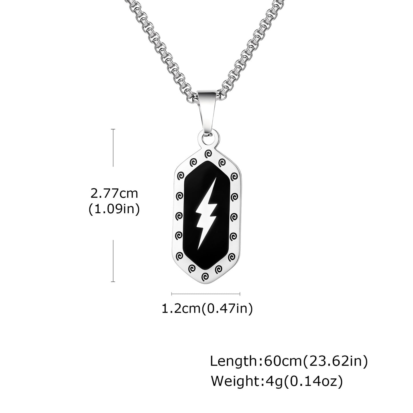 Stainless Steel Hexagonal Lightning Pattern Pendant Necklace