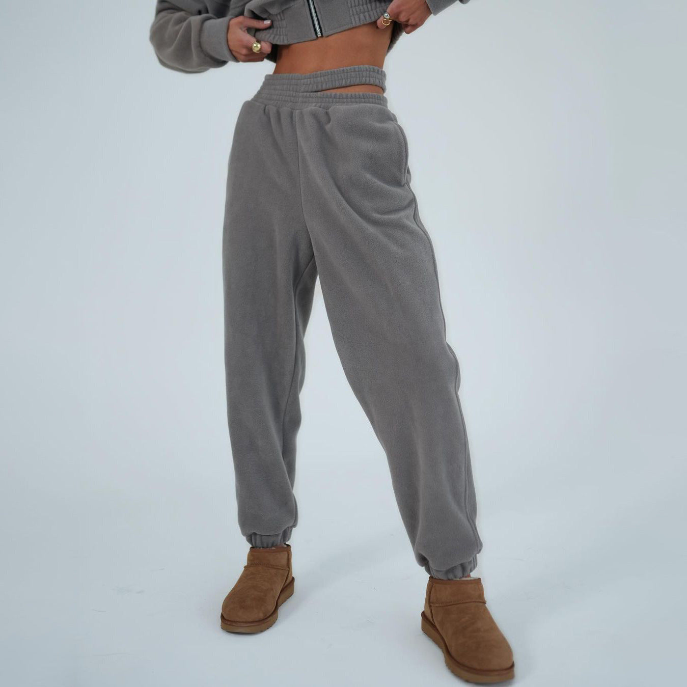 Y2g Dames Hot Girl Fleece Pants Sweater Tweedelig Set
