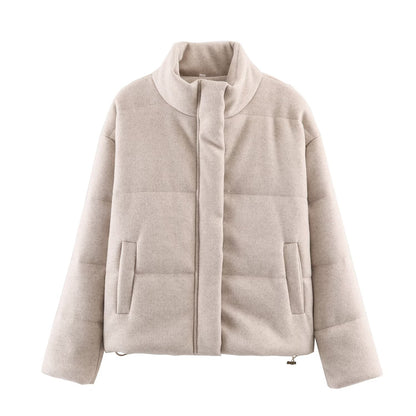 Dames casual losvallende jas met opstaande kraag