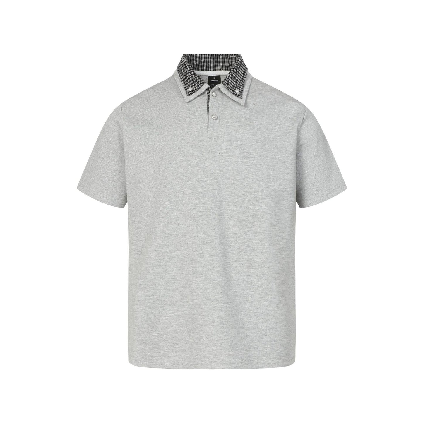checkered collar polo shirt casual versatile short sleeve top