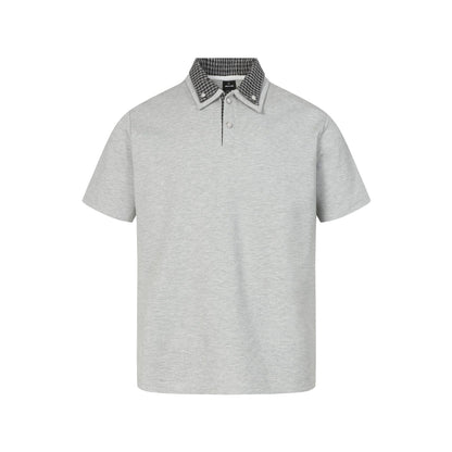 checkered collar polo shirt casual versatile short sleeve top