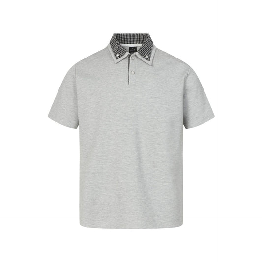 checkered collar polo shirt casual versatile short sleeve top