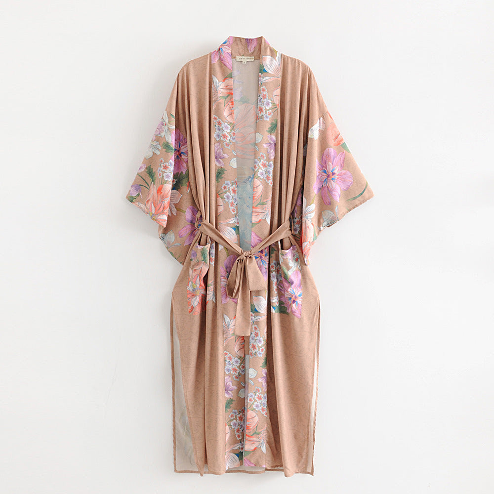 Dames kimono vest met print
