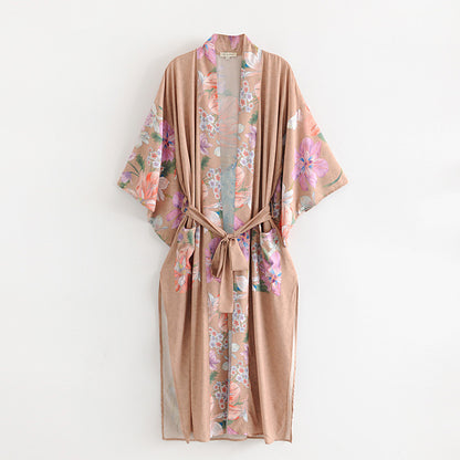 Dames kimono vest met print