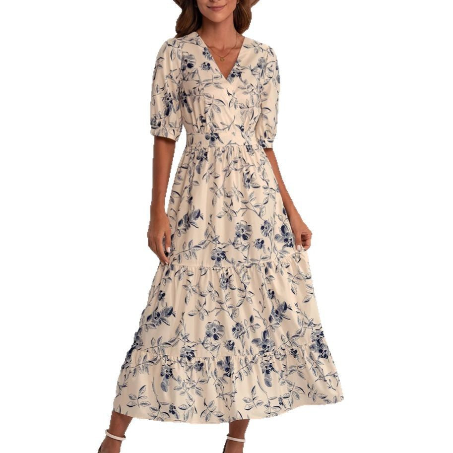 Franse bloemenjurk in vakantiestijl