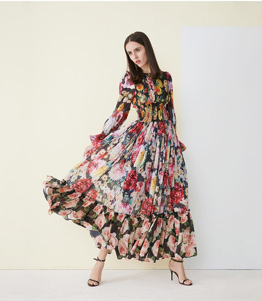 Tingfly Summer Haute Maxi-jurk  met elastische taille