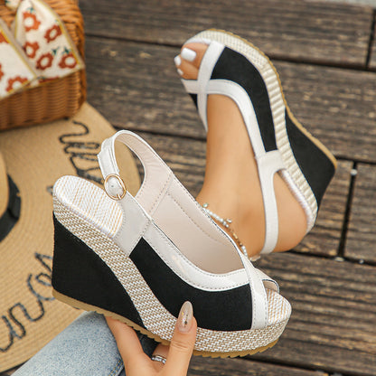 Womens Fish-Mouth Wedge Platform Sandals