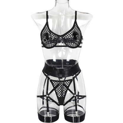Sexy perspective garter belt five-piece set