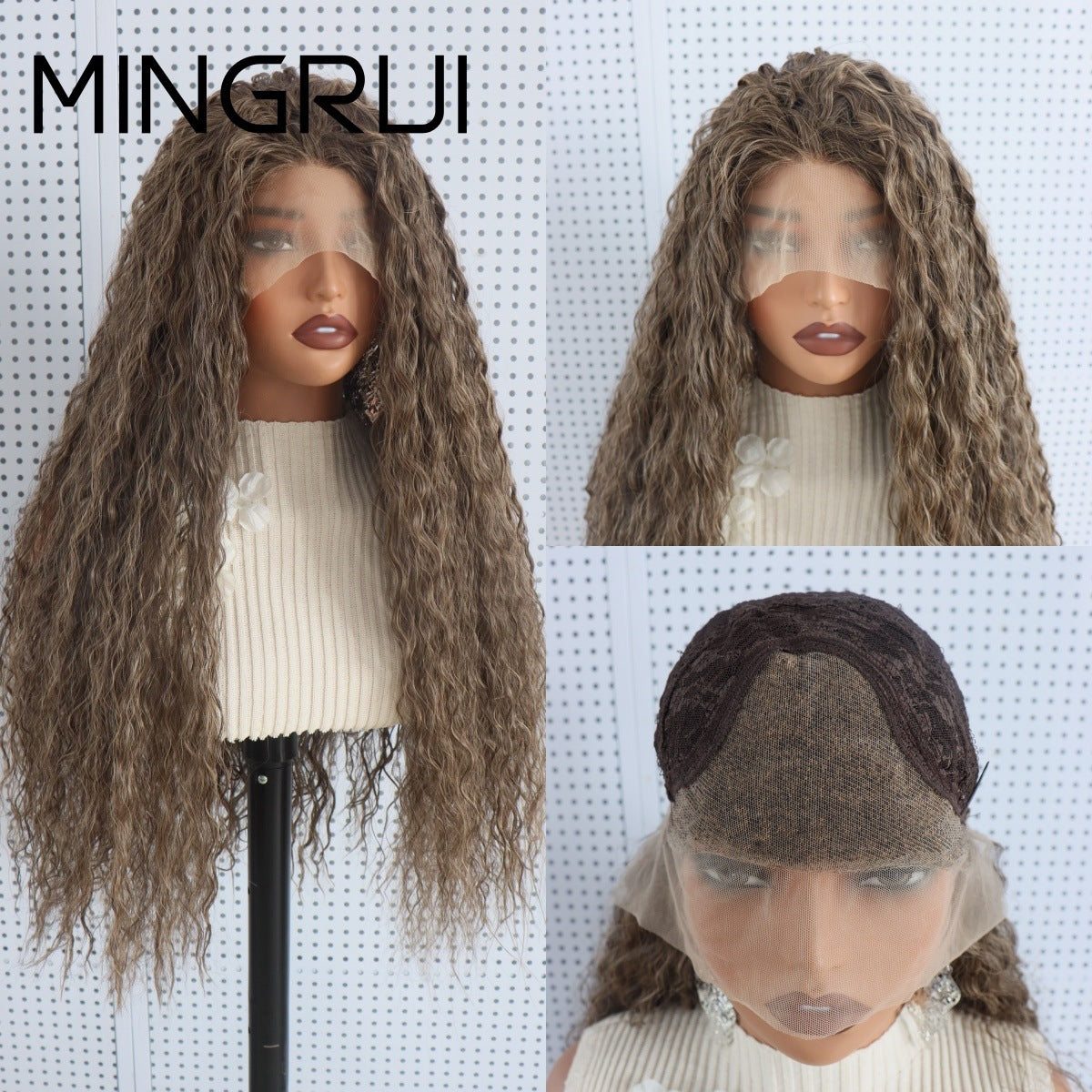 Brown Lace Front Synthetic Wig 26inch No Glue