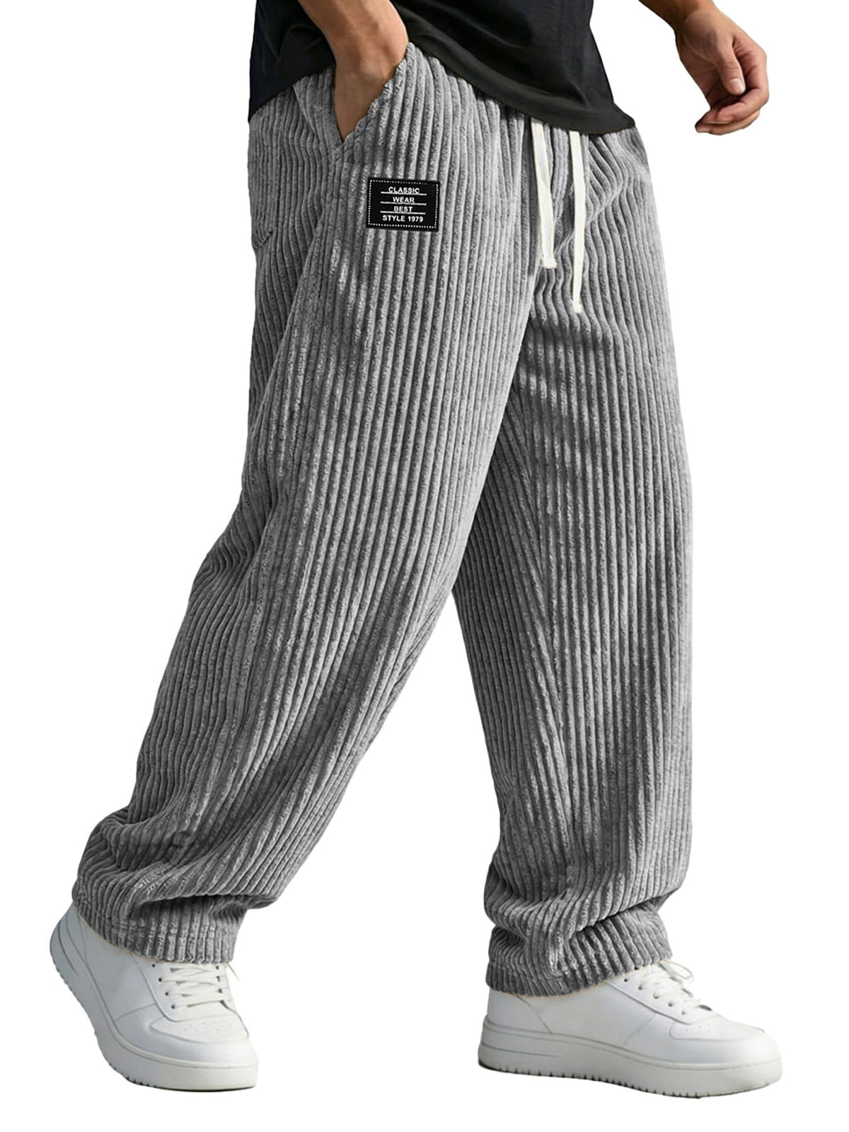 Mens Embroidered Straight Leg Casual Pants