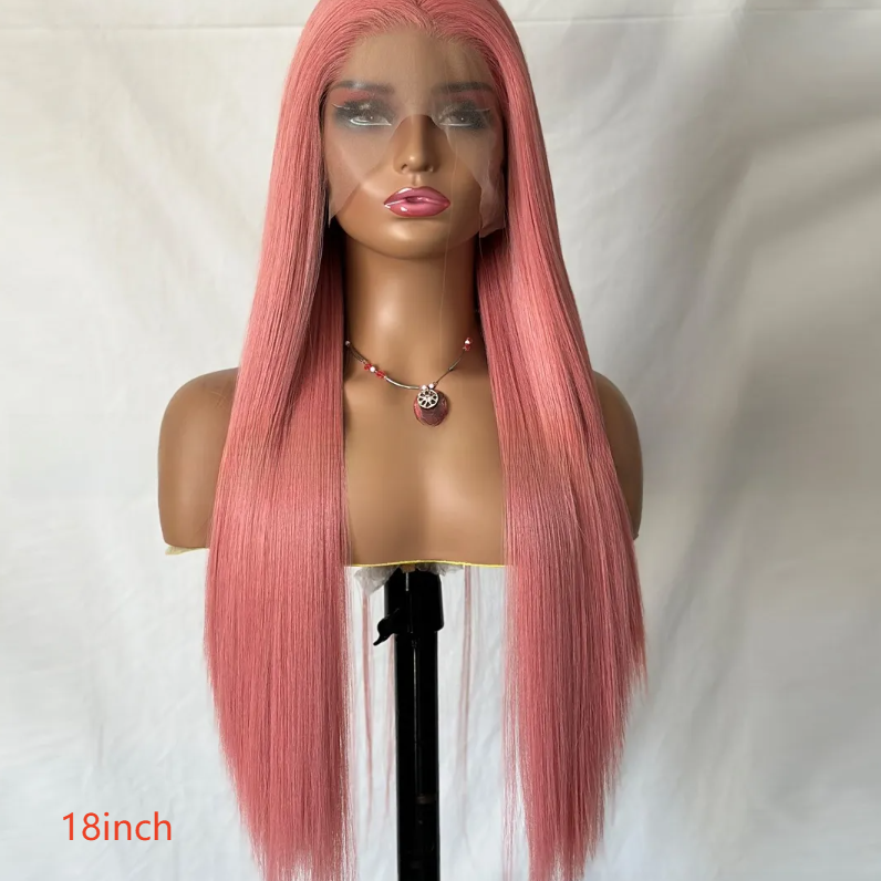 Front lace pink long straight hair