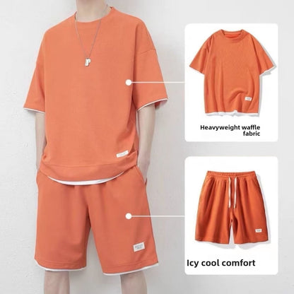 Mens Summer Waffle Short Sleeve Set