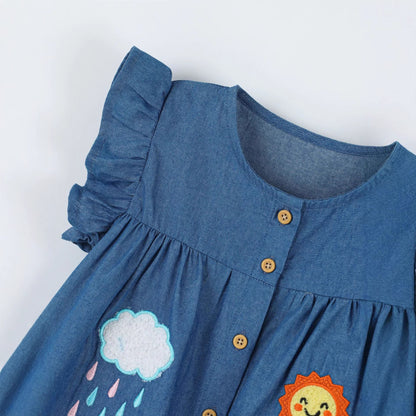 Dress for Kids with Cartoon Applique