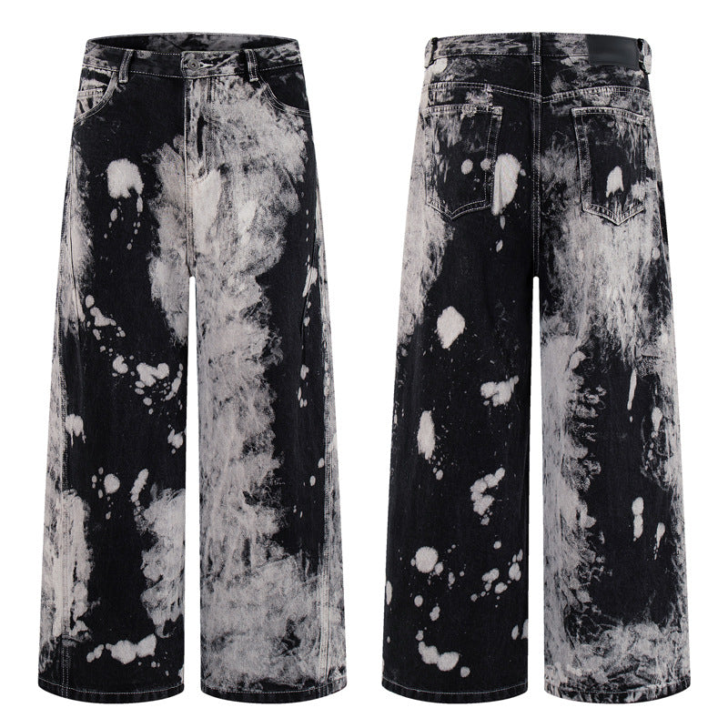 Hip-hop Style Dye Gradient Straight Leg Trendy Denim Pants
